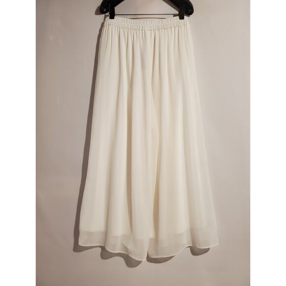 Marla Wynne X Chicos NWT Chiffon Wide Leg Crop Pull On Pants Size L Cloud White - Picture 2 of 10
